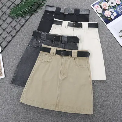 Korean Style High Waist Denim Skirt Set