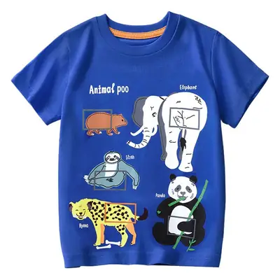 Blue Cartoon Elephant Kids T-Shirt 2025 Summer