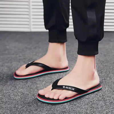 2024 Men's Korean Style Casual Sandals Black Red