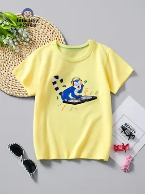 Children's Yellow Short Sleeve T-Shirt Summer Casual Wear