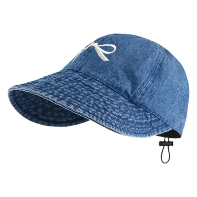 Blue Bow Cowboy Fisherman Hat for Women Summer Wear
