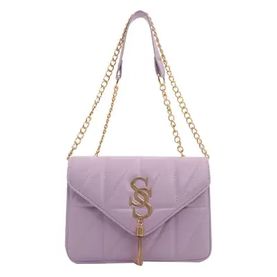 Lilac Embroidered Chain Shoulder Bag for Women