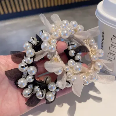 Elegant Pearl Hair Ring for Women Dual Use Back Ponytail