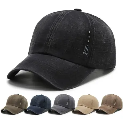 Men's Black Baseball Cap with Letter Embroidery