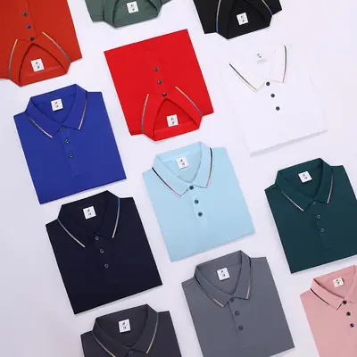 Men's Black Polo Shirt Short Sleeve Button Front