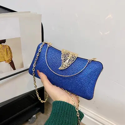 Red Embroidered Chain Handbag for Women