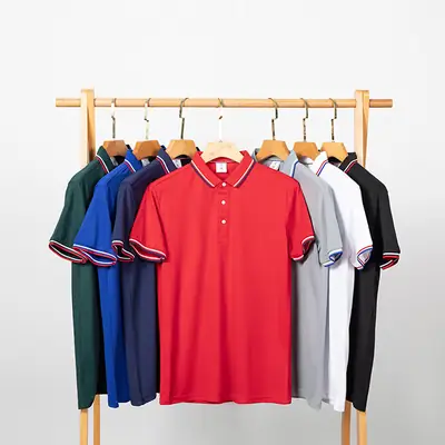 Men Dark Green Polo Shirt with Red White Trim
