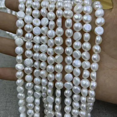 Natural Freshwater Pearl 8-9mm Side Hole Baroque Necklace