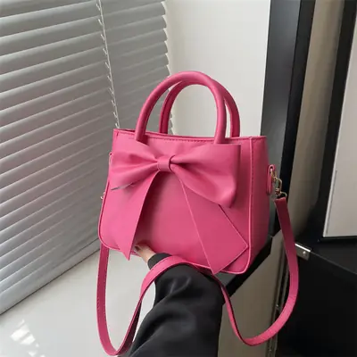 White Square Bow Shoulder Bag for Women 2024
