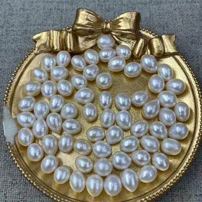 Natural Freshwater Pearl 8-9mm Rice Beads Semi-Finished DIY Necklace Accessories Wholesale