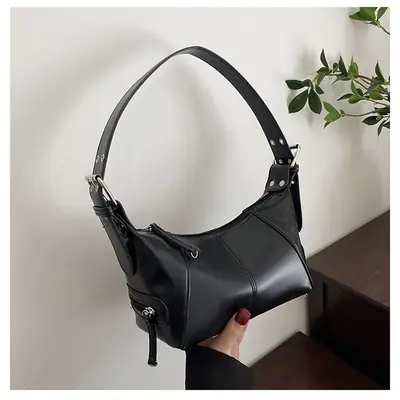 Black French Shoulder Bag for Women 2024 Spring