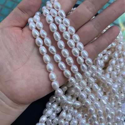 Natural Freshwater Pearl Thread 7-8mm Loose Beads 35cm