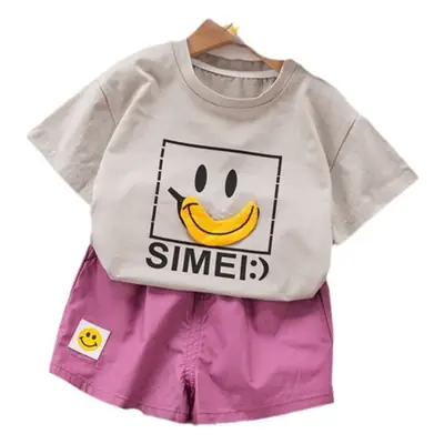 Smiling Baby Boys Shorts Set White Pink Summer Casual