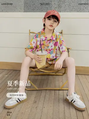 Boys Floral Shorts Set Summer Wear