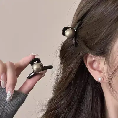 Pearl Half Tie Hair Trumpet Clip for Women 2024