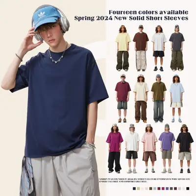 Men Pure Cotton Short Sleeve T-Shirt Summer Trendy Brand Loose Half Sleeve Teenager Top