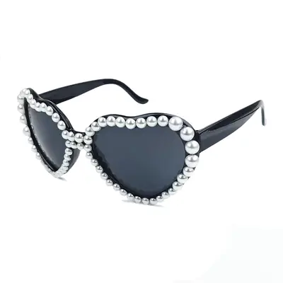 Heart Shaped Pearl Sunglasses for Men Women Bridal Party