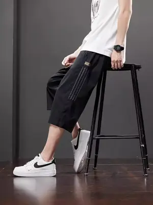 Men Ice Silk Hipper Shorts Summer Thin Striped Large