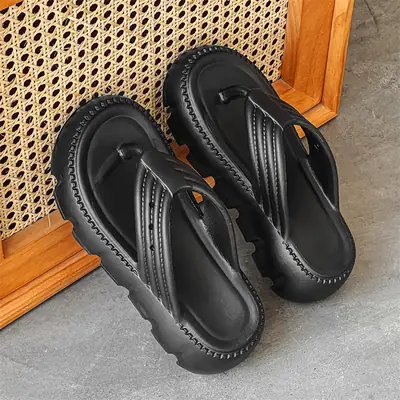 Women's Black Clip Flip Flops Lightweight Casual Beach Slippers Large