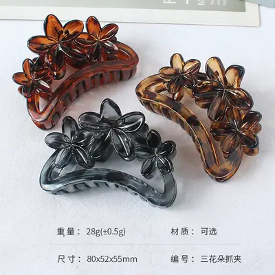 Korean Hair Grip Plates 3 Flower Amber Clips 2024