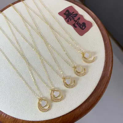 Women's Gold Jade Pendant Necklaces Set 5 Pcs