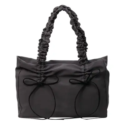 2024 Women's Pleated Shoulder Bag Black Large Capacity