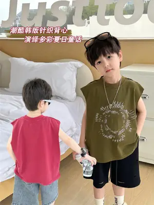Kids Summer T-Shirt Olive Green Sleeveless 2025