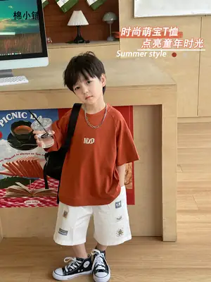 Kids Open T-Shirt Boys Summer Korean Style Embroidered 2025