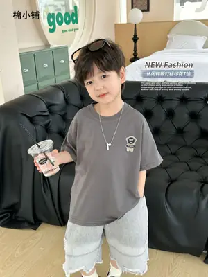 Boys Grey T-Shirt 2025 Kids Summer Wear
