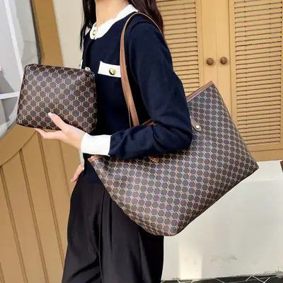 Korean Printed Plaid Shoulder Bag Large Capacity 2024