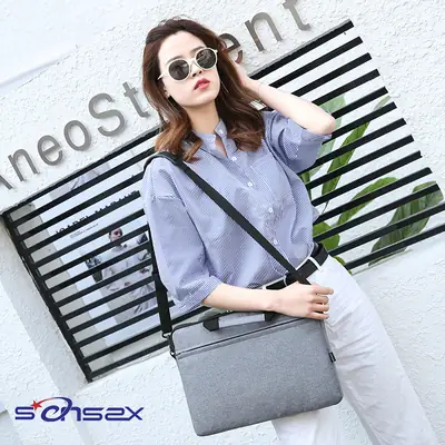 2024 Men's Thin Business Briefcase Shoulder Bag Black Velvet