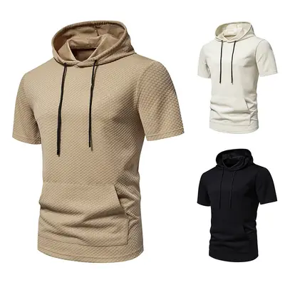 Men's 2024 Summer Hooded T-Shirt Set Beige White Black