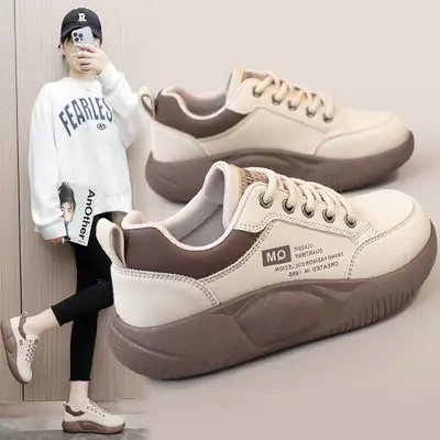 Women's Black Thick Sole Casual Sneakers Xq5801