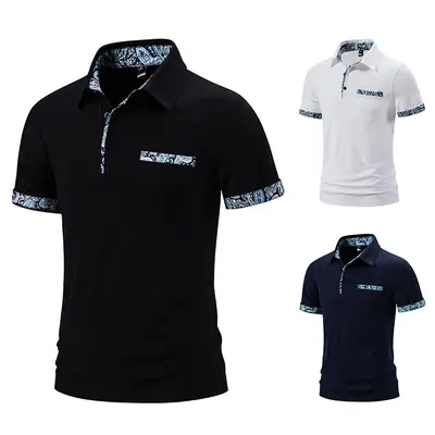 Black Short-Sleeved Polo Shirt for Men