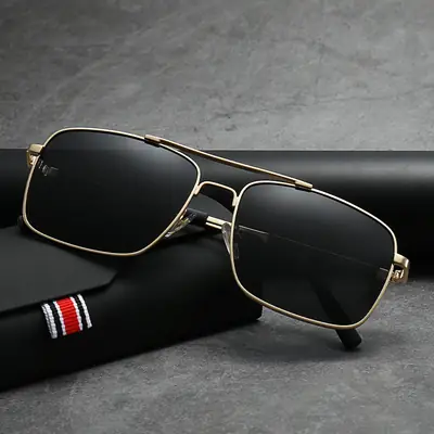 Men Polarized UV400 Sunglasses Gold Black