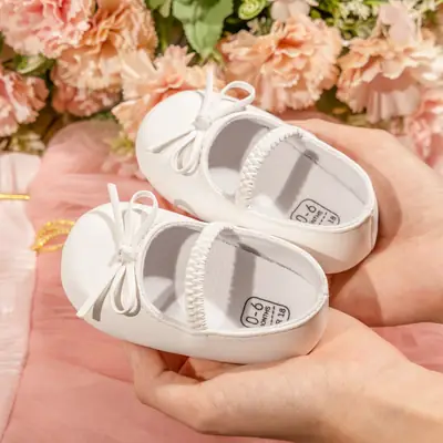 2024 new baby shoes bow elastic soft sole princess shoes cute female baby shoes baby shoes