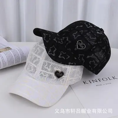 Women's White Rhinestone Lace Baseball Cap