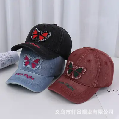 American Style Embroidered Butterfly Cap Women Spring Summer Sunshade