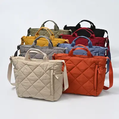 Blue Quilted Women's Tote Bag 2024 New Arrival
