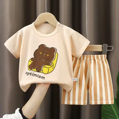 Pink Cartoon Baby T-Shirt Shorts Set for Girls