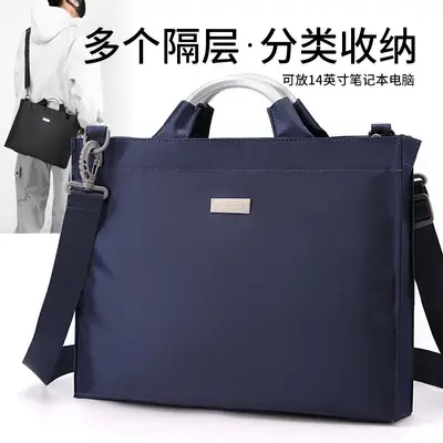 Men's Black Aluminum Nylon Laptop Bag Shoulder Crossbody