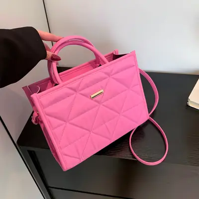 Pink Quilted Women's Large Tote Bag 2024 Spring Summer