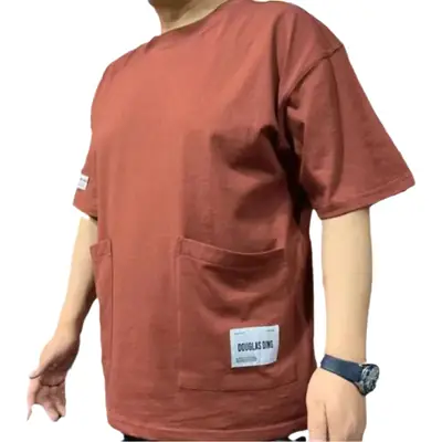 Men Cotton T-Shirt Short Sleeve Loose Fit Brown