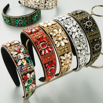 Luxury Rhinestone Hair Bands Wide Bristle Pressed High-end Accessories