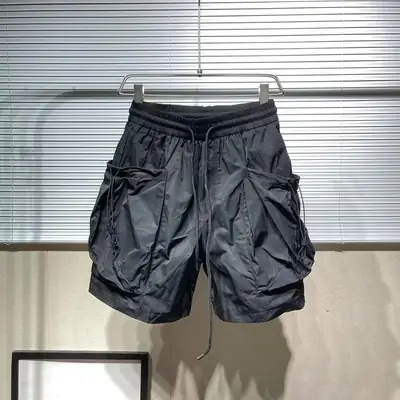 Men's Summer Cargo Shorts Cream Large Pocket Drawstring Waist