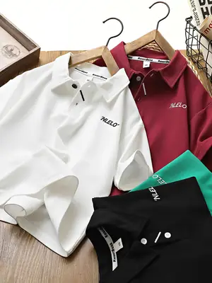 Black Polo Shirt for Boys Summer Casual Wear