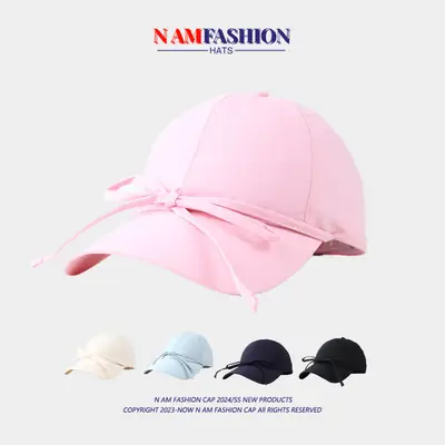 Pink Ins Niche Tether Bow Baseball Cap Women's Sunscreen Cap