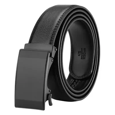 Men's Black Leather Belt with Automatic Buckle