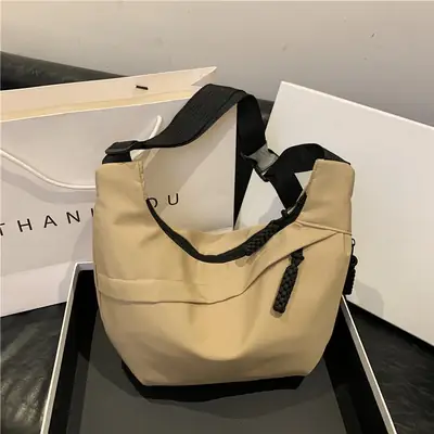 Beige Japanese Artistic Crossbody Bag Large Capacity