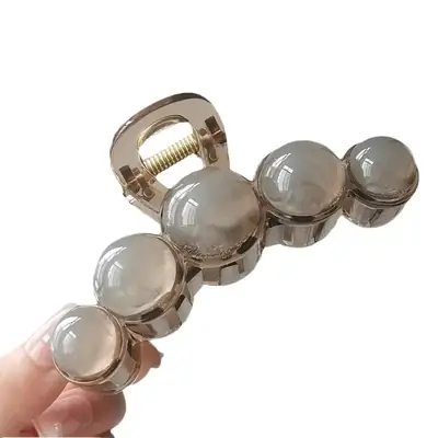 Elegant Round Bead Hair Clip for Women Large Back of Head